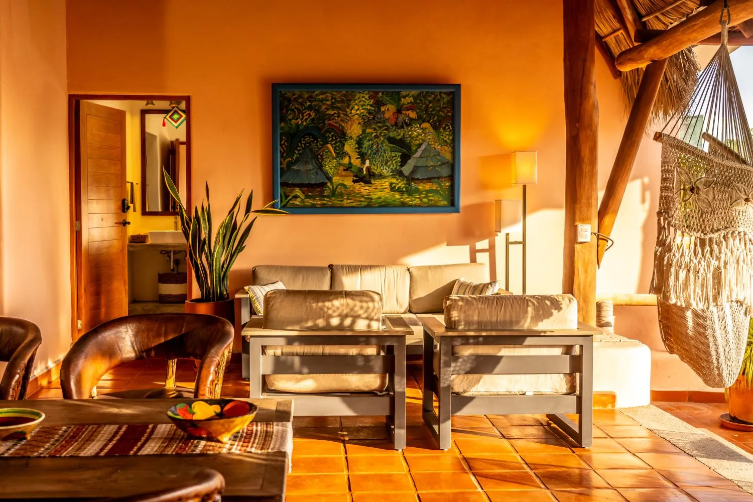 Palapa deck lounging area