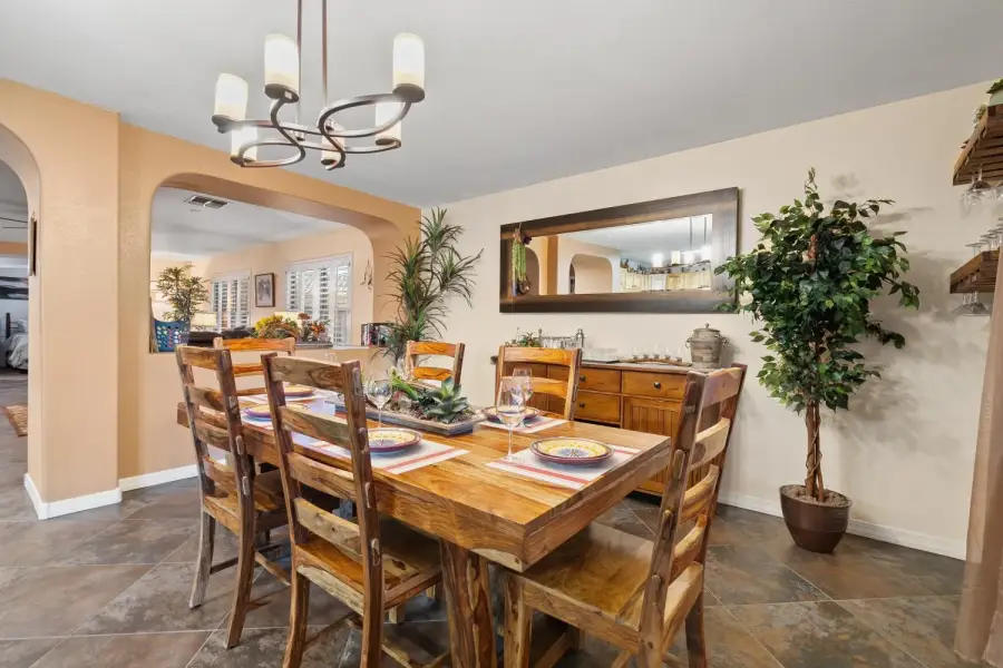 Our beautiful wooden dining table comfortable seats 6