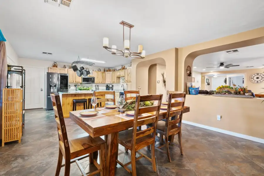Large dining and kitchen area for family dinners