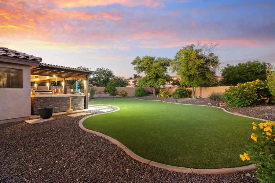 Evening colors are enjoyed in our private backyard setting